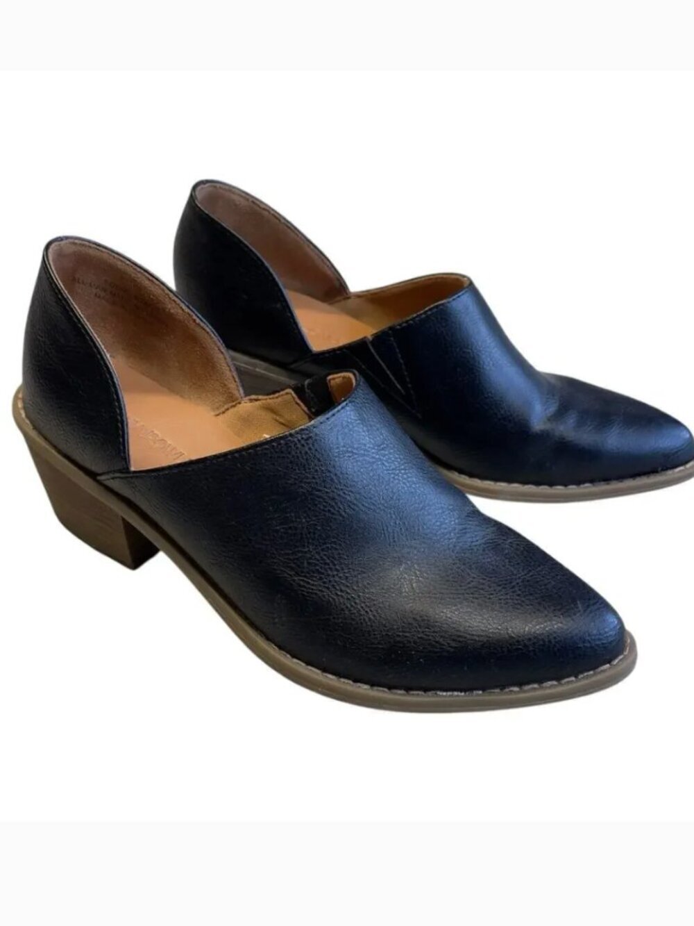 Cynthia Rowley Eddie D’Orsay Lowcut Heeled Bootie Black Slide On Boot Shoe 8.5